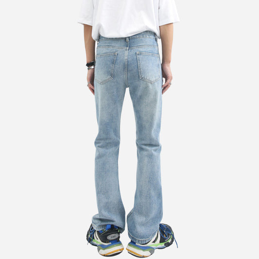 Men's Relaxed Fit Straight Leg Stretch Jeans Y2K Bell Bottom Flared Denim Jeans