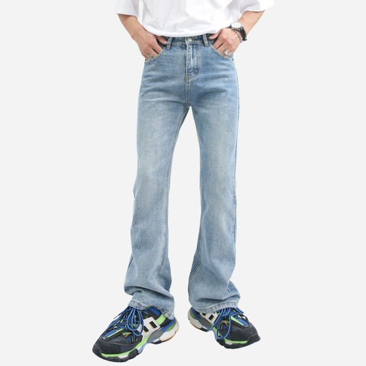 Men's Relaxed Fit Straight Leg Stretch Jeans Y2K Bell Bottom Flared Denim Jeans