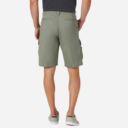 men's multi pocket outdoor ripstop cargo shorts in green, back view
