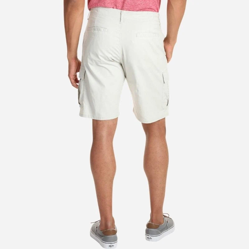 men's multi pocket outdoor ripstop cargo shorts in white, back view