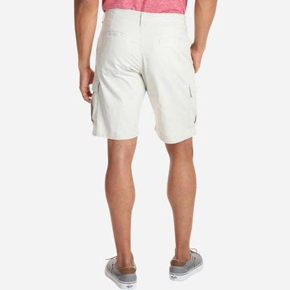 men's multi pocket outdoor ripstop cargo shorts in white, back view