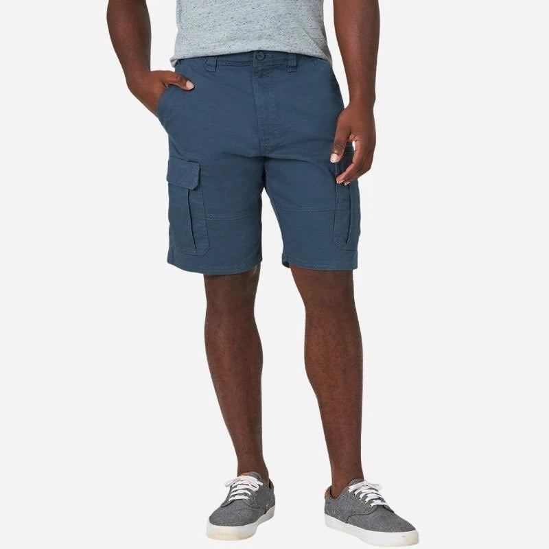 men's multi pocket outdoor ripstop cargo shorts in navy, front view