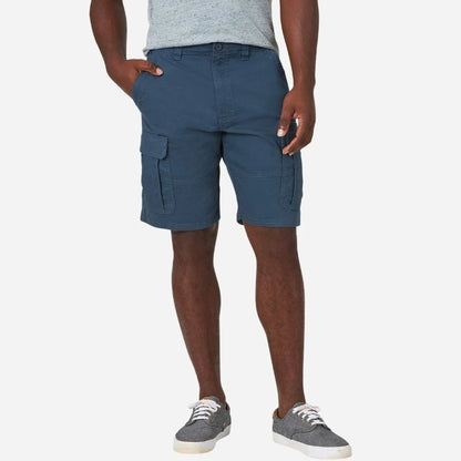 men's multi pocket outdoor ripstop cargo shorts in navy, front view