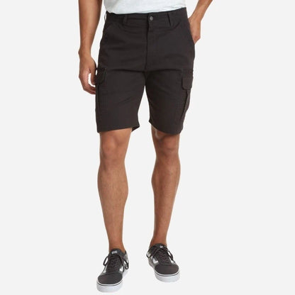 men's multi pocket outdoor ripstop cargo shorts in black, front view