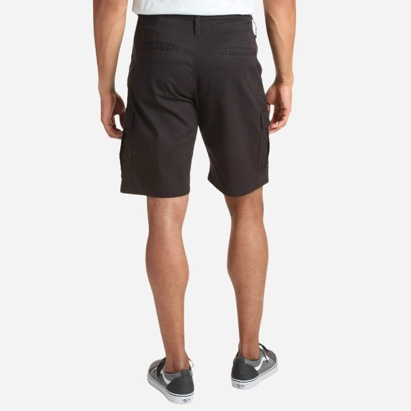 men's multi pocket outdoor ripstop cargo shorts in black, back view
