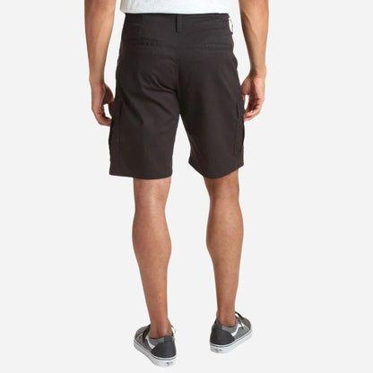 men's multi pocket outdoor ripstop cargo shorts in black, back view