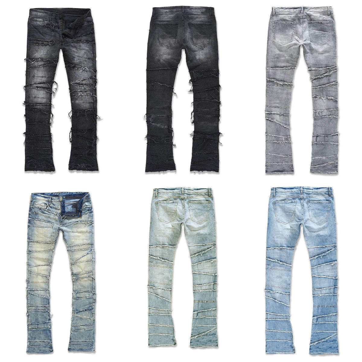 men's stacked jeans slim fit denim pants