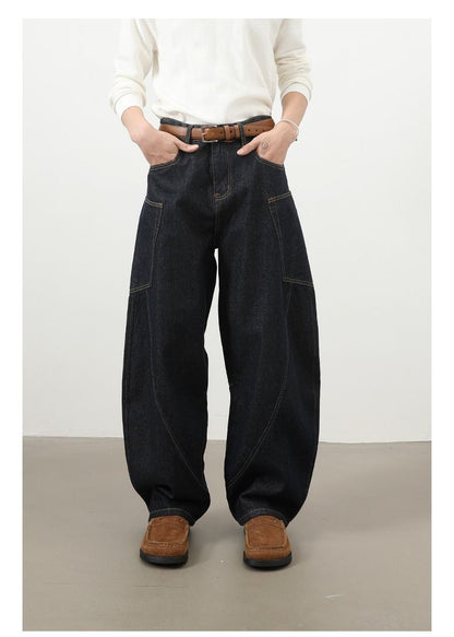 Men’s Straight Wide Leg Baggy Jeans Y2K Loose Fit Mid-Rise Denim Trousers