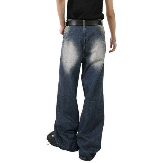 Men’s Straight Wide Leg Baggy Jeans with Front Pockets Y2K Streetwear Denim