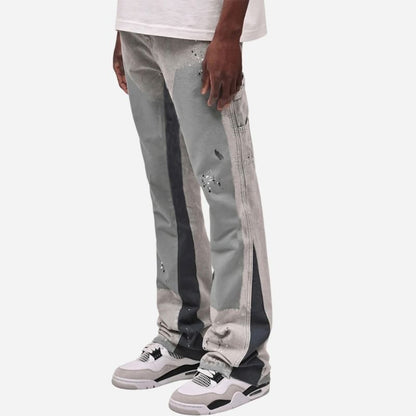 Men's straight leg denim carpenter jeans in grey, side view