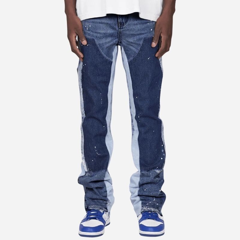 Men's straight leg denim carpenter jeans in blue, front view