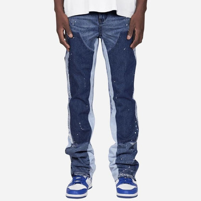 Men's straight leg denim carpenter jeans in blue, front view