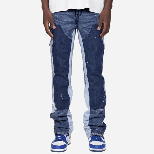 Men's straight leg denim carpenter jeans in blue, front view