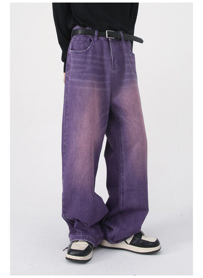Men’s Wide Leg Straight Baggy Jeans Y2K Streetwear Hip Hop Denim Pants