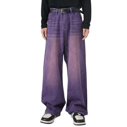 Men’s Wide Leg Straight Baggy Jeans Y2K Streetwear Hip Hop Denim Pants