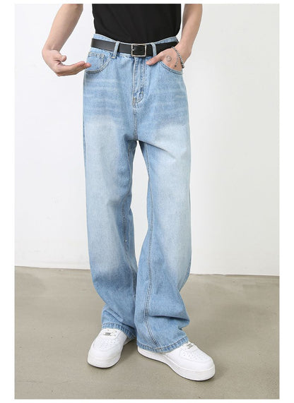 Men’s Wide Leg Straight Baggy Jeans Y2K Streetwear Hip Hop Denim Pants