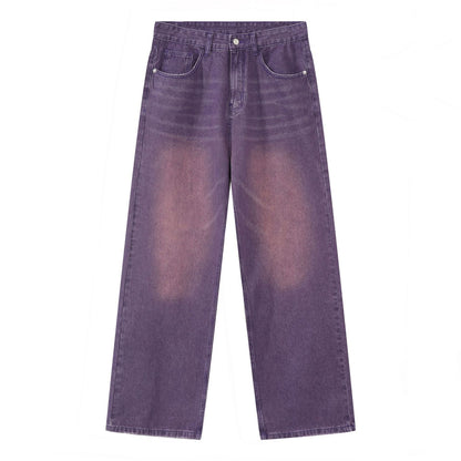 Men’s Wide Leg Straight Baggy Jeans Y2K Streetwear Hip Hop Denim Pants