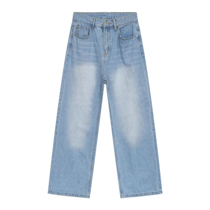Men’s Wide Leg Straight Baggy Jeans Y2K Streetwear Hip Hop Denim Pants