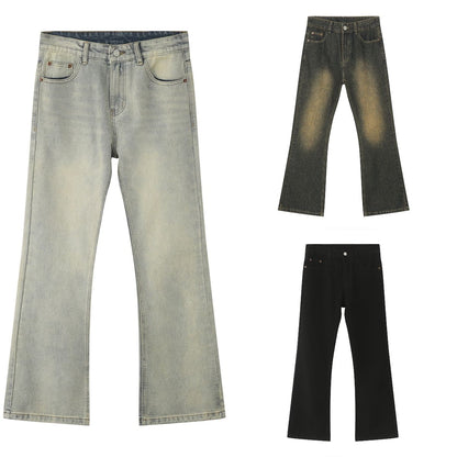 Men‘s Y2K Slim Bootcut Jeans Mid Rise Distressed Flare Denim