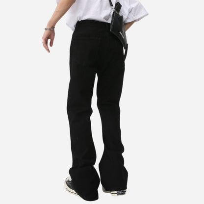 Men‘s Y2K Slim Bootcut Jeans Mid Rise Distressed Flare Denim