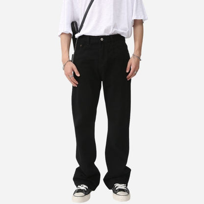 Men‘s Y2K Slim Bootcut Jeans Mid Rise Distressed Flare Denim