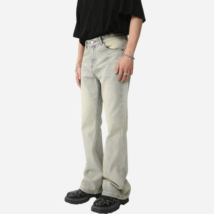 Men‘s Y2K Slim Bootcut Jeans Mid Rise Distressed Flare Denim