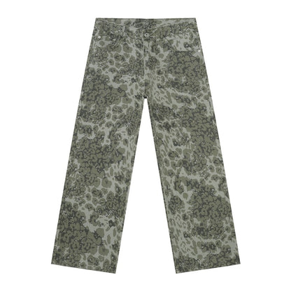 Men's baggy jeans y2k ripped wide leg distressed denim pants hip hop streetwear in grey, flat lay front