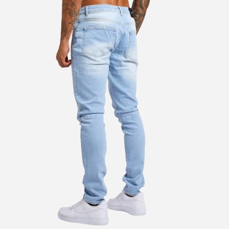Herren Skinny Jeans High Waist Slim Fit Stacked Jeans Denim Hose