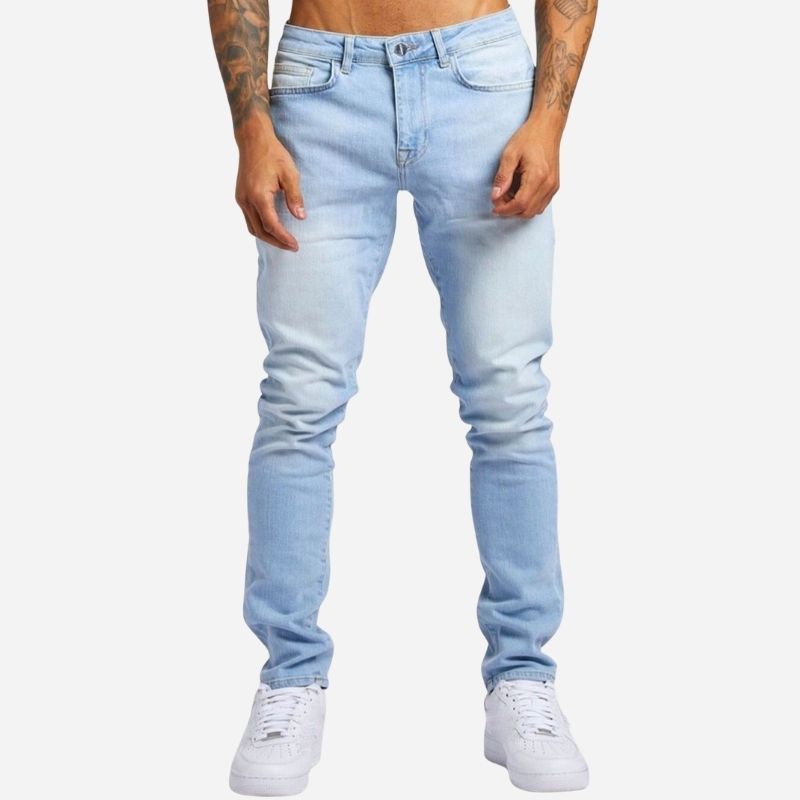 Herren Skinny Jeans High Waist Slim Fit Stacked Jeans Denim Hose