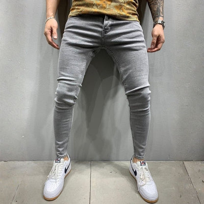 Herren Skinny Jeans High Waist Slim Fit Stacked Jeans Denim Hose