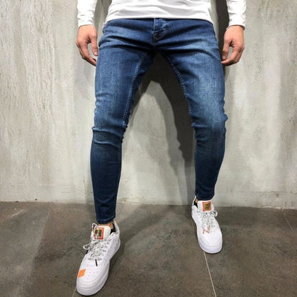 Herren Skinny Jeans High Waist Slim Fit Stacked Jeans Denim Hose