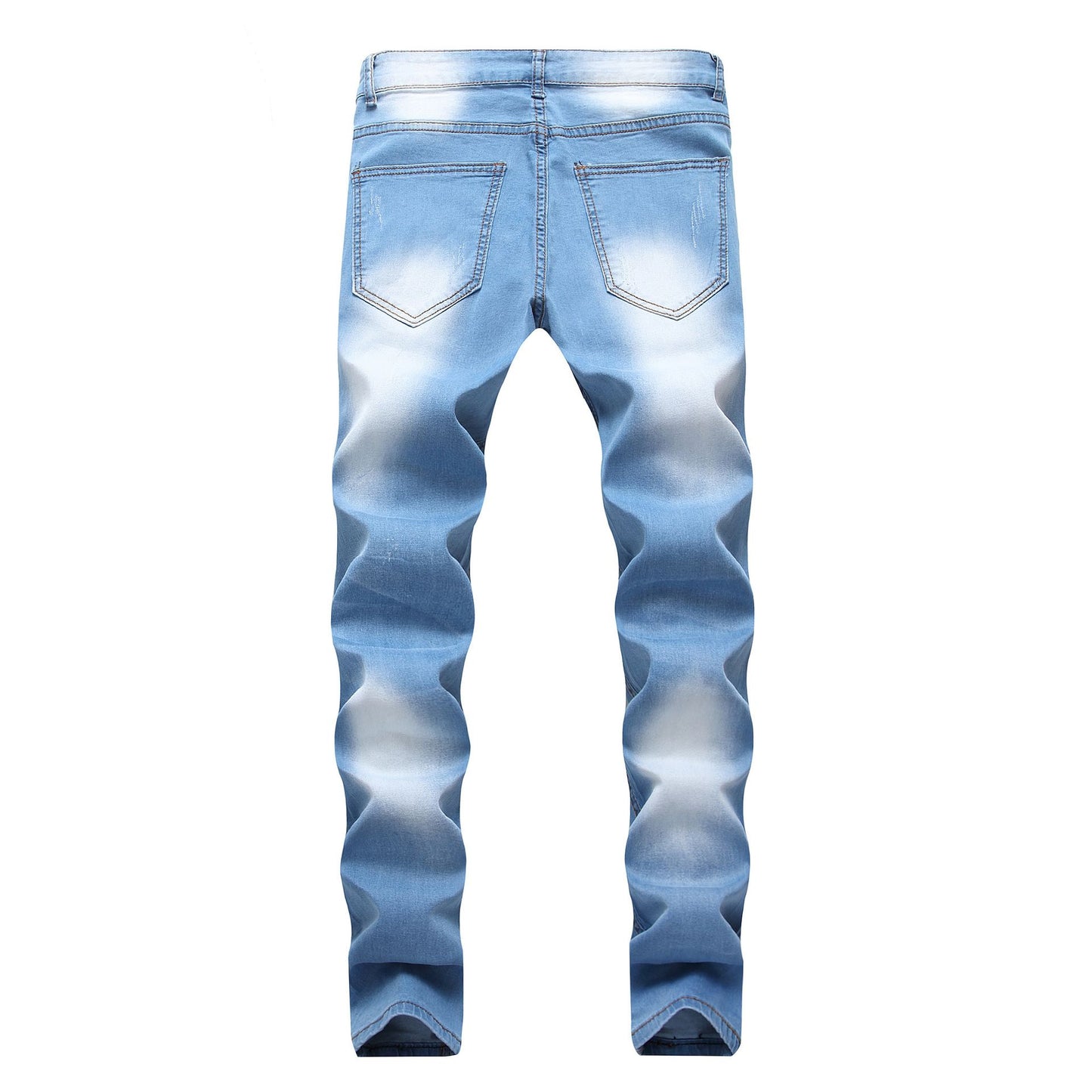 Men's Vintage Distressed Ripped Skinny Jeans Straight Leg Denim Pants