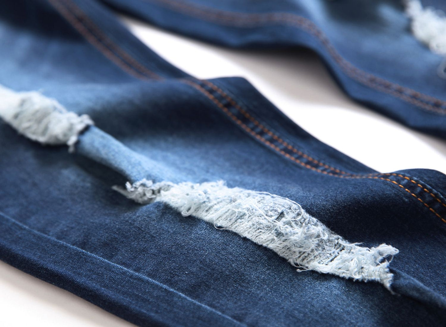 Men's Vintage Distressed Ripped Skinny Jeans Straight Leg Denim Pants