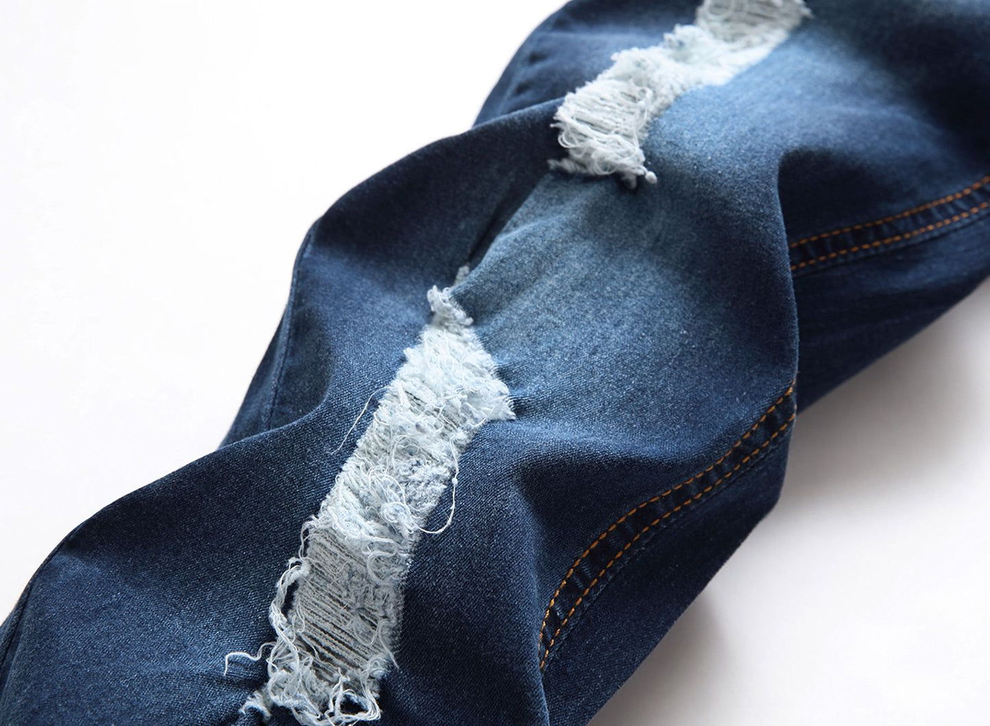 Men's Vintage Distressed Ripped Skinny Jeans Straight Leg Denim Pants