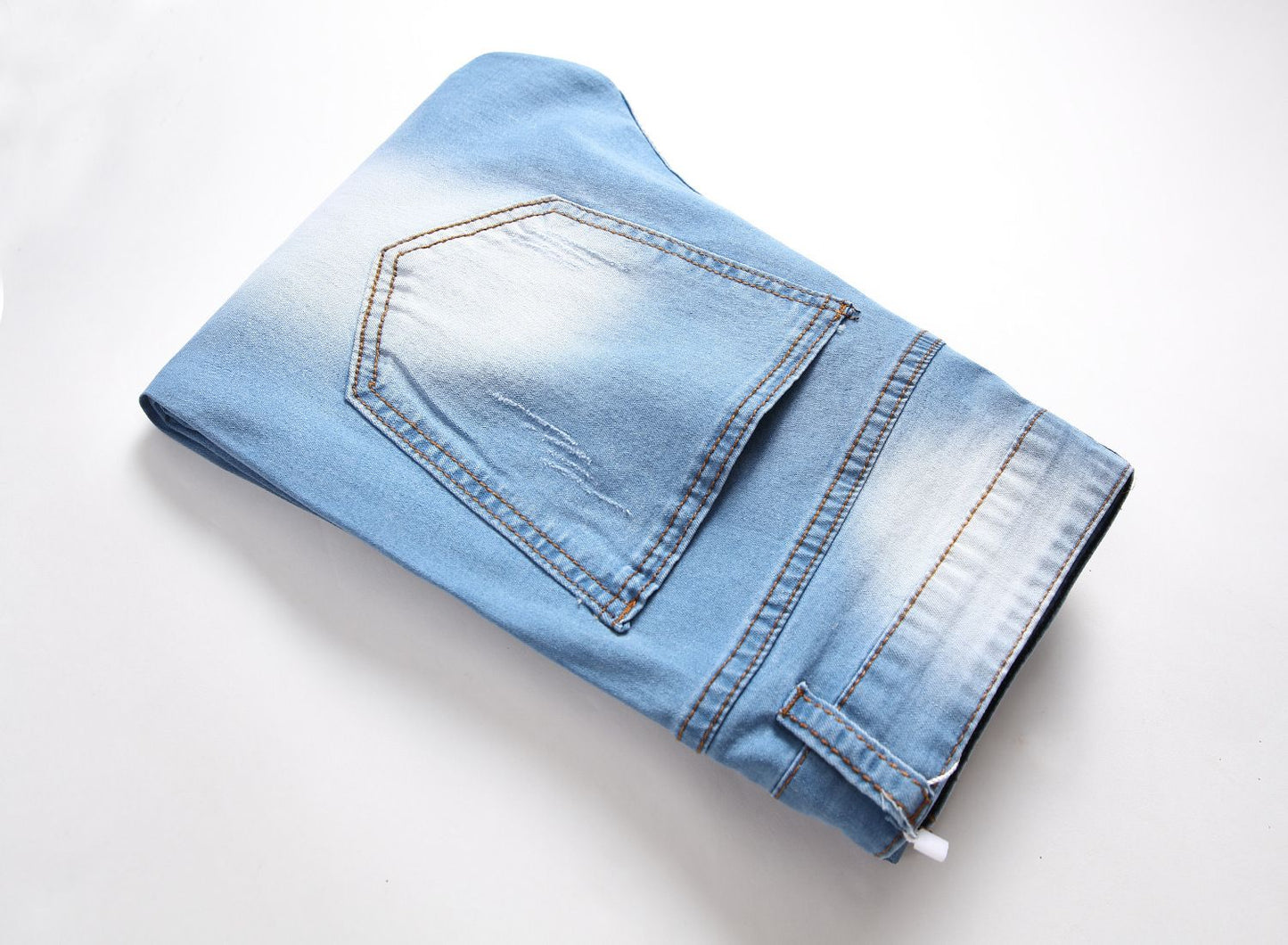 Men's Vintage Distressed Ripped Skinny Jeans Straight Leg Denim Pants