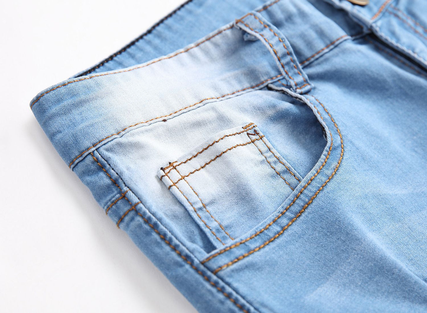 Men's Vintage Distressed Ripped Skinny Jeans Straight Leg Denim Pants