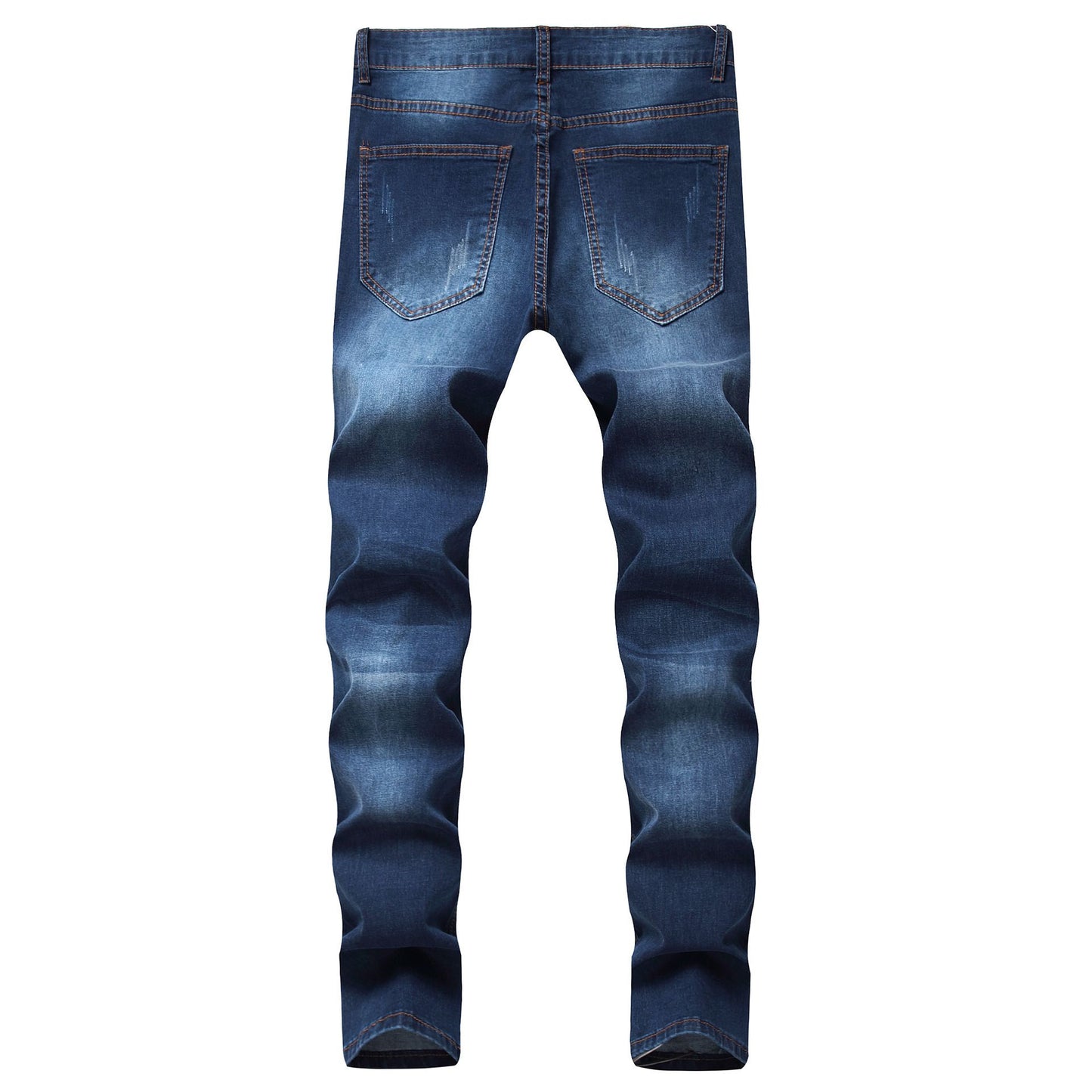 Men's Vintage Distressed Ripped Skinny Jeans Straight Leg Denim Pants