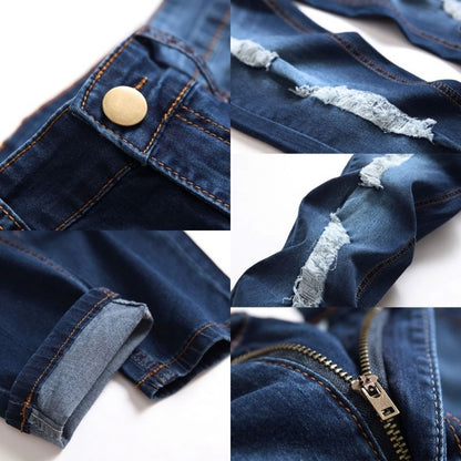Herren Vintage Distressed Ripped Jeans Straight Leg Denim Hose