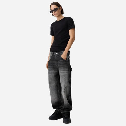 Men’s Baggy Wide Leg Straight Jeans Streetwear Loose Fit Denim Pants