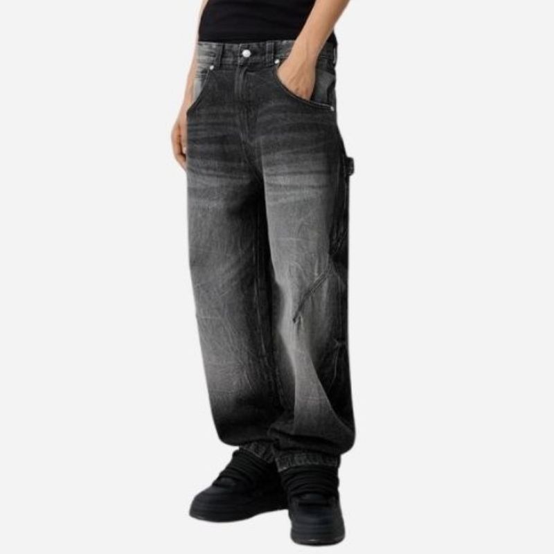 Men’s Baggy Wide Leg Straight Jeans Streetwear Loose Fit Denim Pants
