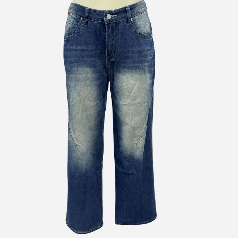 Men’s Baggy Wide Leg Straight Jeans Streetwear Loose Fit Denim Pants