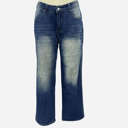 Men’s Baggy Wide Leg Straight Jeans Streetwear Loose Fit Denim Pants