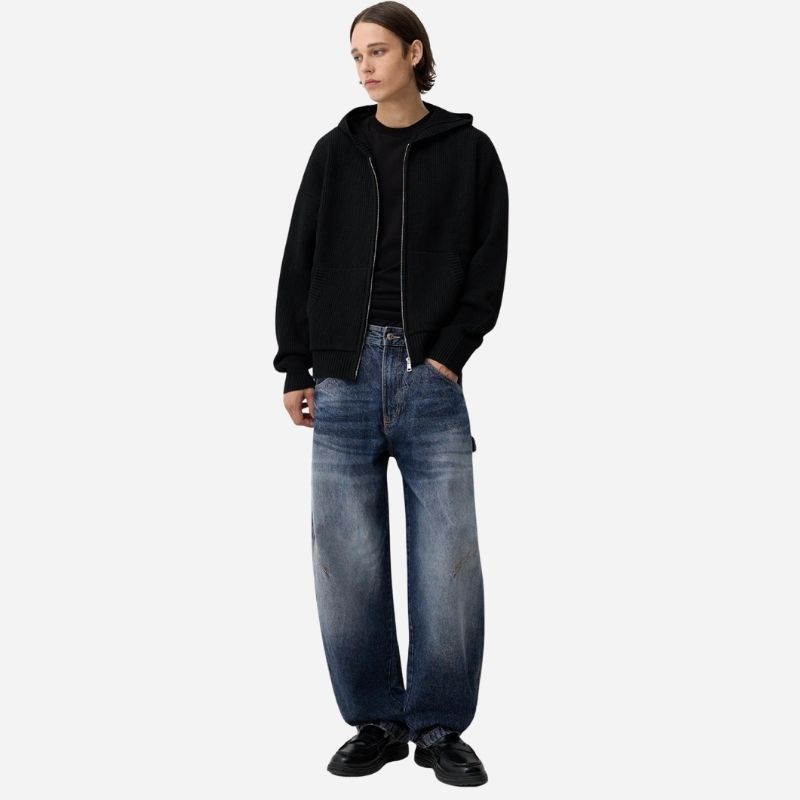 Men’s Baggy Wide Leg Straight Jeans Streetwear Loose Fit Denim Pants