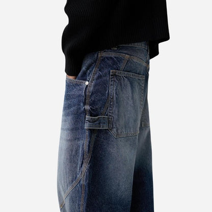 Men’s Baggy Wide Leg Straight Jeans Streetwear Loose Fit Denim Pants
