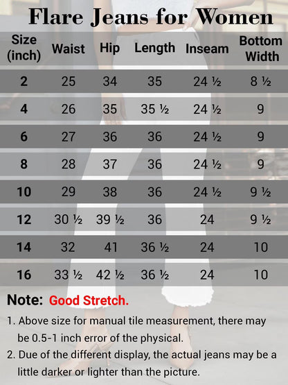 Women High Waist Denim Pants Stretchy Waist Cropped Flare Jeans