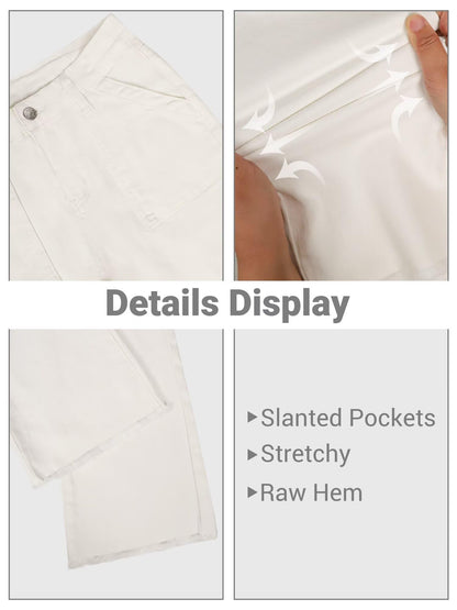 Women High Waist Denim Pants Stretchy Waist Cropped Flare Jeans
