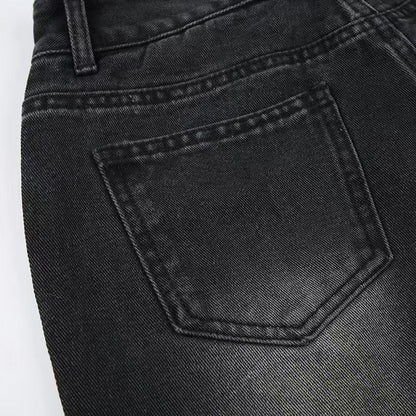 Rhinestone Jeans Women Wide Leg Low Waist Denim Y2K Sparkle Trousers