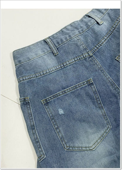 Ripped Barrel Jeans Women's Low Rise Distressed Straight Leg Loose Fit Denim