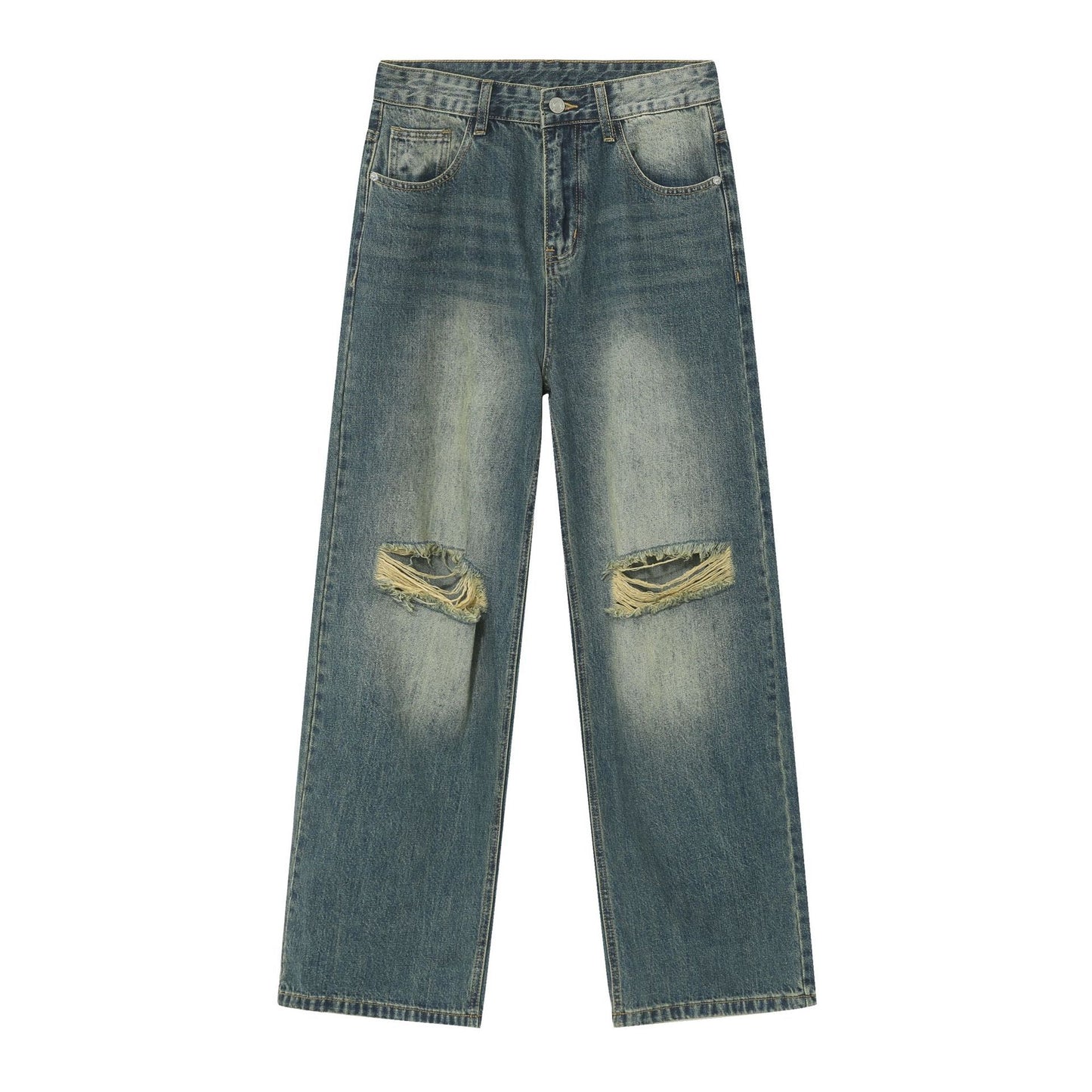 Ripped Jeans Y2K Hip Hop Pants Men Straight Wide Leg Baggy Trousers Streetwear