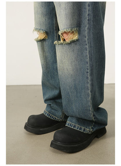 Ripped Jeans Y2K Hip Hop Pants Men Straight Wide Leg Baggy Trousers Streetwear